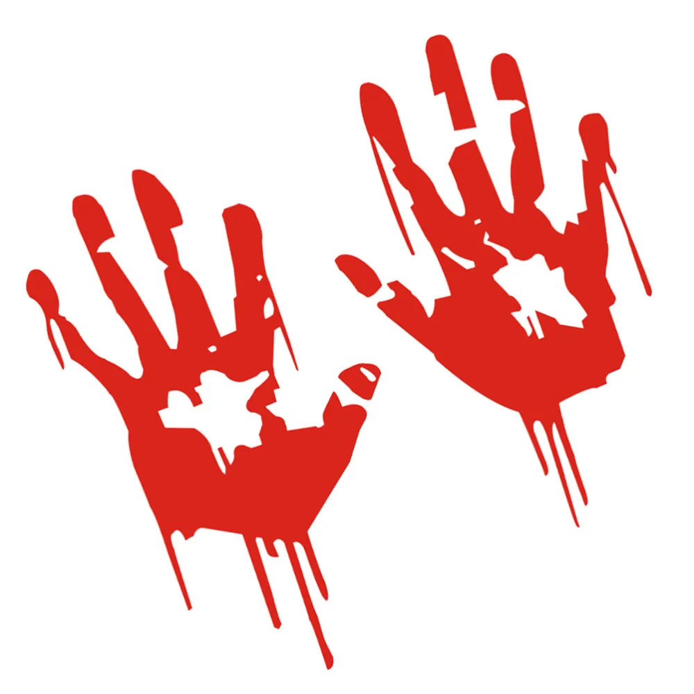 

2pcs Reflective Car Stickers Bloody Handprint Creative Decals Waterproof Auto Decoration Car-styling (Red)