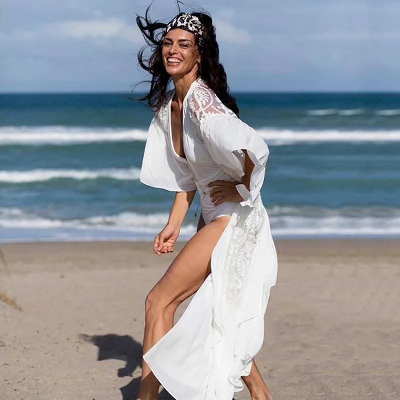 Женский купальный костюм бикини летний кружевной шифоновый женский пляжный с