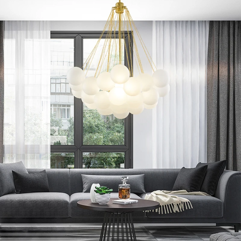 

Art Decor Glass Ball Chandelier Lighting Modern Designer Hanging Light Fixture Dinning Room/Living Room E27 holder LED Lamp