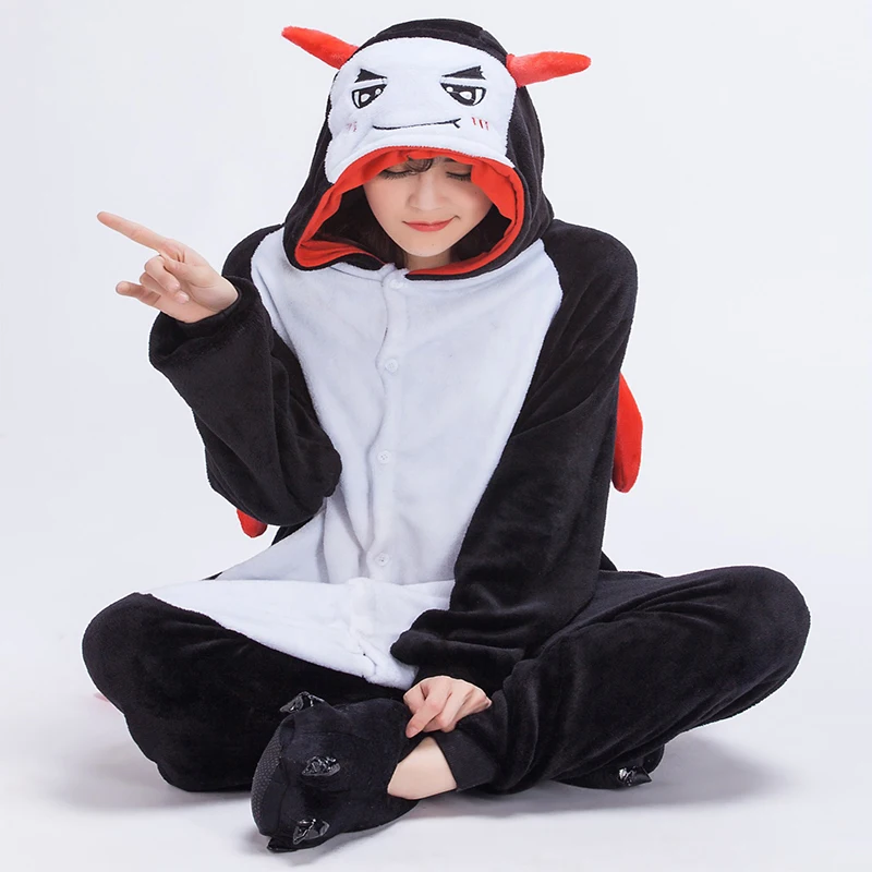 

Woman onesie devil cartoon romper animal one-piece pajamas men and women winter long-sleeved home couple clothes Warm role play