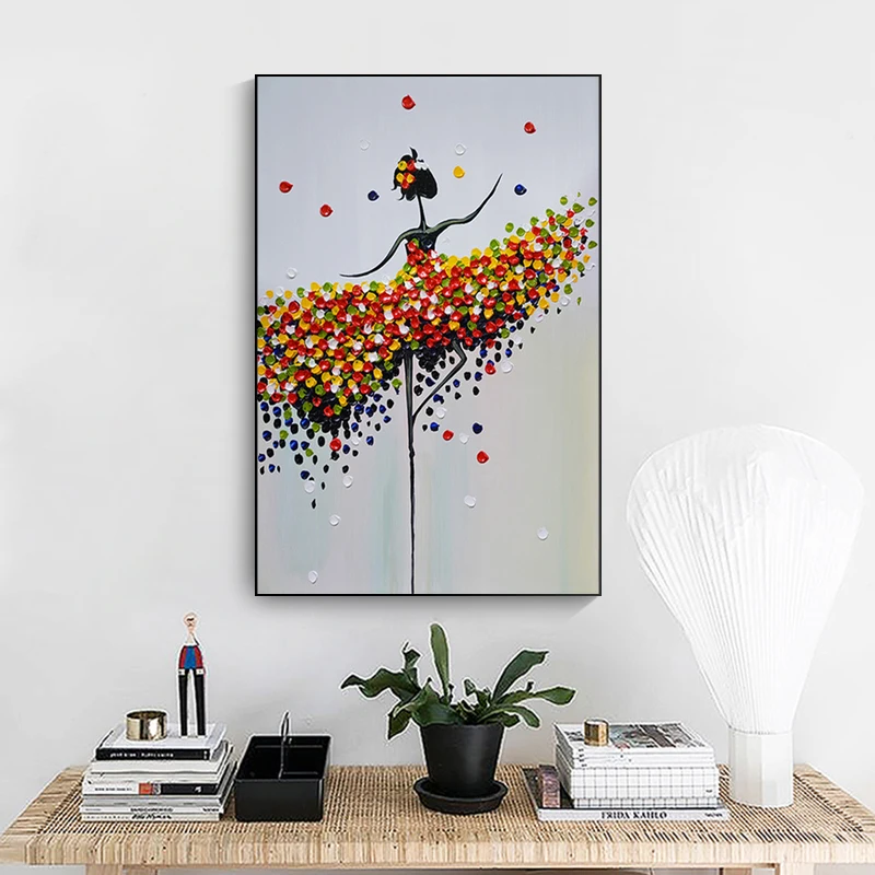 

Abstract Ballerina Girl Oil Paintings on Canvas Minimalist Posters and Prints Wall Art Pictures for Living Room Decor No Frame
