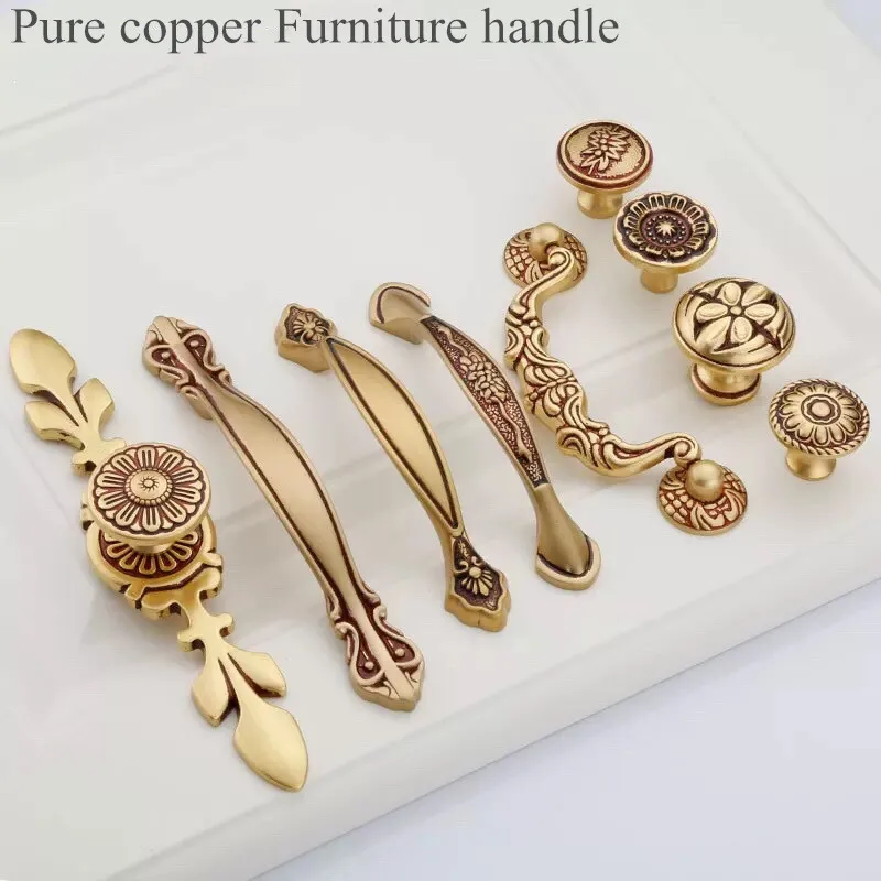 1 шт. ручка для выдвижного ящика из чистой меди|Ручки шкафа| |