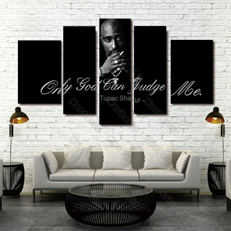 

5 Pieces Canvas Painting Wall Poster The Poster of Rap Singer Tupac Shakur Quote Only You Can Judge Me for Home Rooms Decoratio