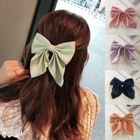 women sweet big bow hairpins bow knot hair clip solid color hairpin satin butterfly barrettes duckbill clip hair accessories