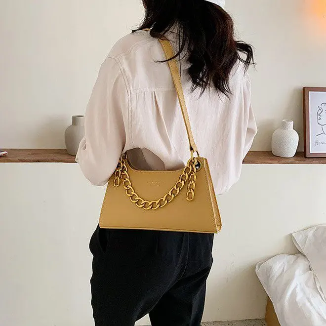 

Fashion Exquisite Shopping Bag Retro Casual Women Totes Shoulder Bags Female Leather Solid Color Chain Handbag for Women 2020