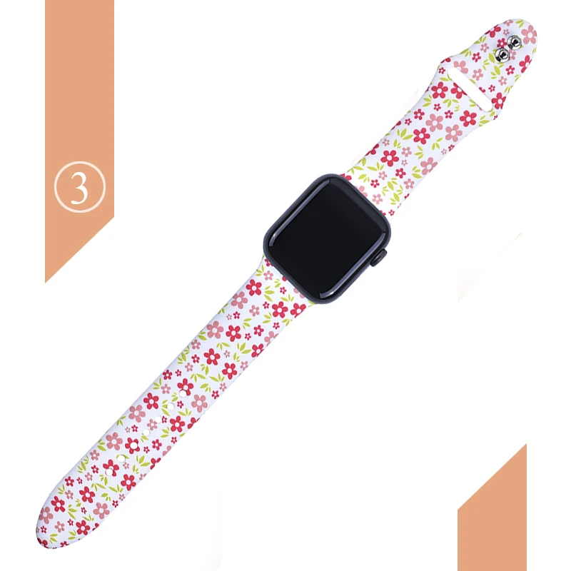 Цветочные полосы для Apple watch Series 5 4 3 2 1 40 мм 44 мм, силиконовый ремешок с принтом для iWatch Series 5 4 3 2 1 38 мм 42 мм - Цвет ремешка: Color 3