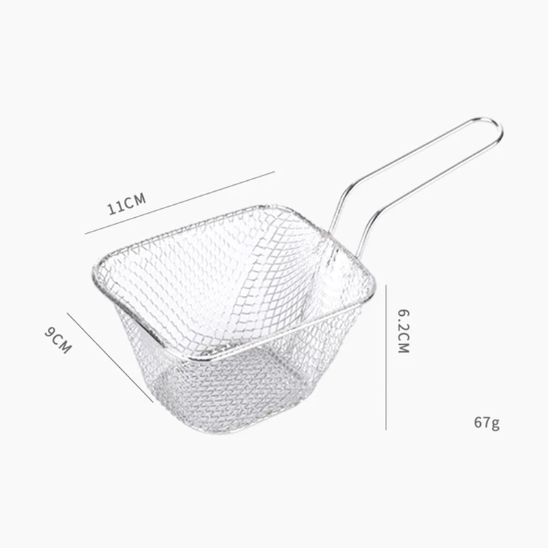 

5PCS Stainless Steel French Fries Mini Basket 9*11*6.2cm Square French Fry Holder Multicolor for Chips Fried Food ALI88
