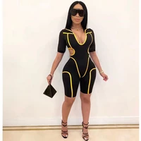 black bodycon jumpsuit romper women elegant overalls playsuit festival club outfits sexy short rompers womens jumpsuit summer