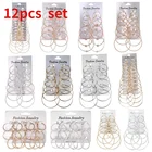 6 пар12 пар серьги-кольца в стиле панк набор большие круглые серьги ювелирные изделия для женщин девушек клипсы для ушей в стиле панк серьги-кольца