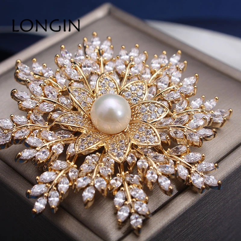 Япония и Южная Корея Золото Цвет серебро роскошь атмосфера High End жемчуг брошь