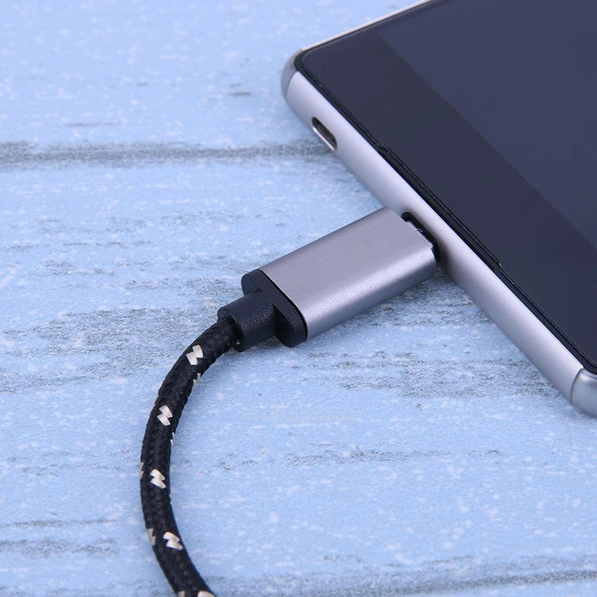 Плетеный Micro USB штекер-USB гнездо OTG адаптер кабель передача данных для смартфонов