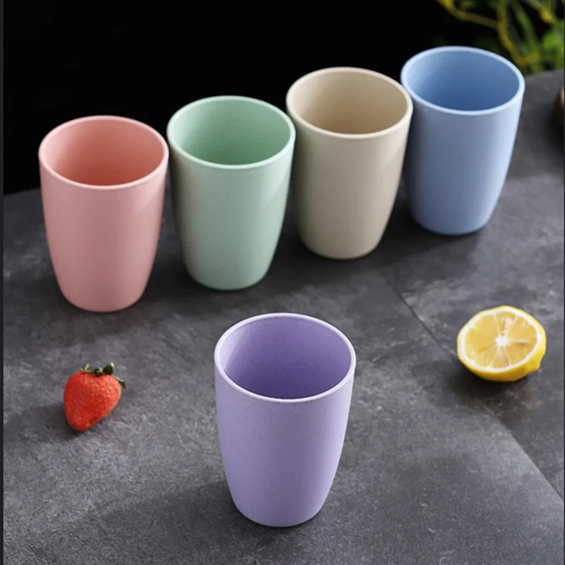 

Wheat Straw Cup Round Blue 400ML Drink Water Plastic Toothbrush Glass Fall Resistant Family Bathroom Hotel Toiletries Drinkware