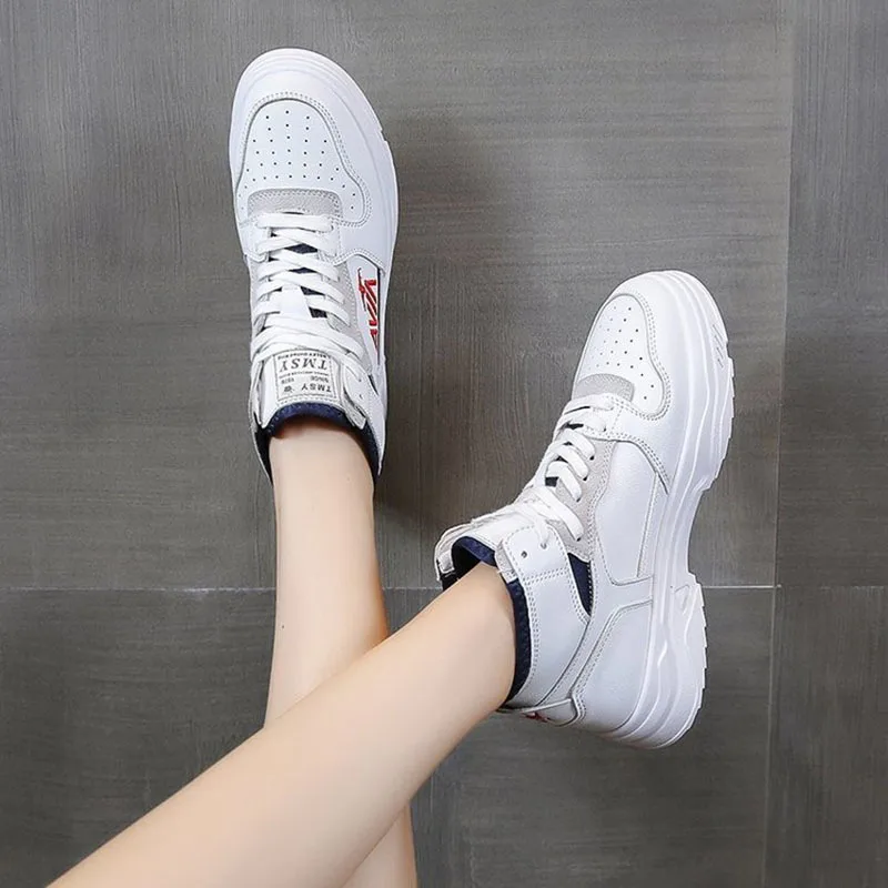 

Lady Deep-mouth Sneakers Women's White Mesh Breathable Fashion All-match Shoes Student Lace-up Sports Running Basketball Shoes