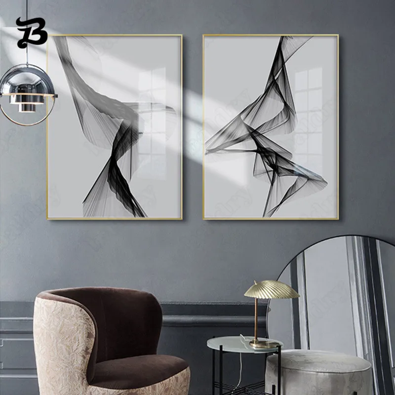 

Black Abstract Wall Art Canvas Painting Waterproof Modern Posters and Prints Wall Pictures for Living Room Bedroom Home Decor
