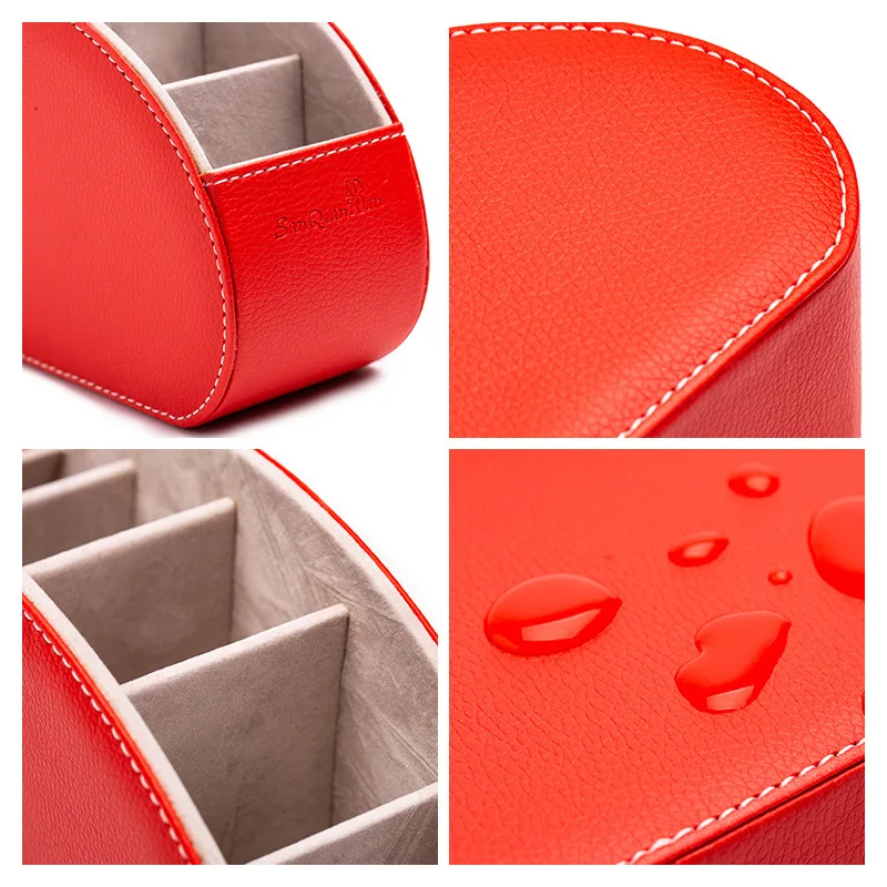 

Leather Storage Box Multifunctional Desk Organizer Box Solid Color Simple Style Home Office Remote Control Makeup Brush Storage