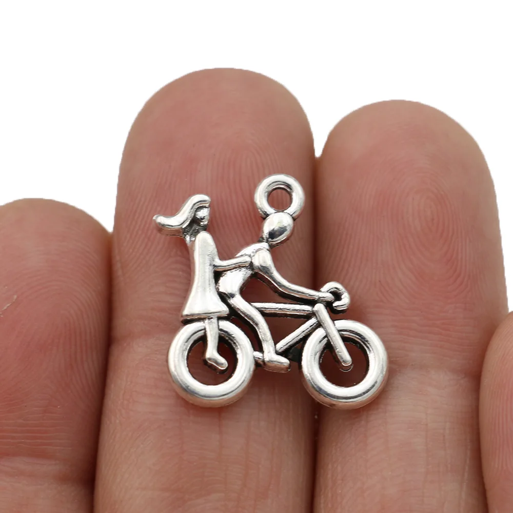 10 шт. тибетские посеребренные Подвески для любителей велосипедов браслета