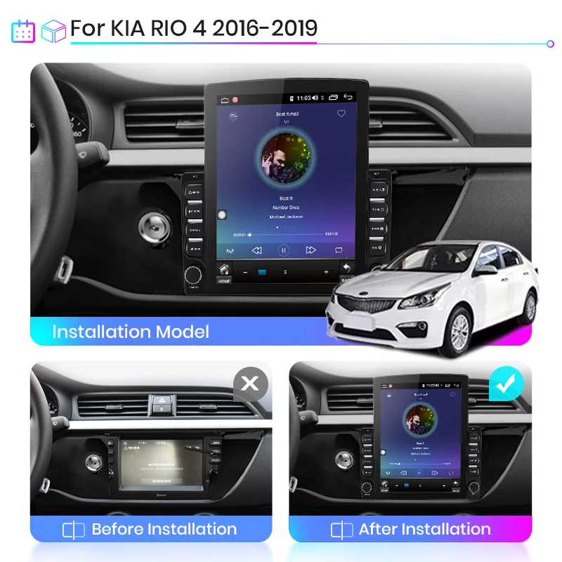 Система мультимедийная Автомобильная Junsun V2 Pro 4 + 64 ГБ DSP для KIA RIO 2016 2019 Android 8 1 no 2