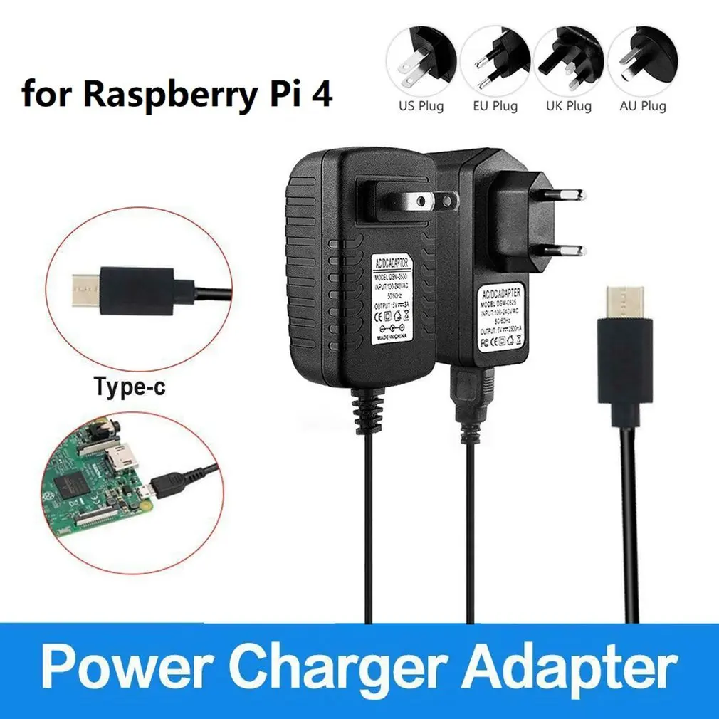 5V 3A type-C USB AC/DC адаптер настенного зарядного устройства Шнур питания для Raspberry Pi 4 Модель B Соединительный кабель питания