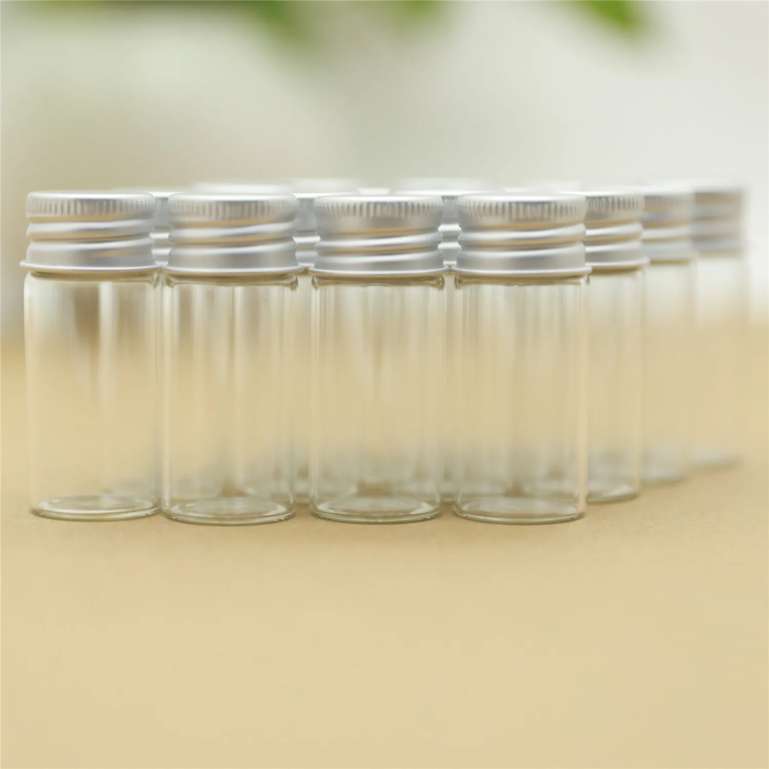 

50pcs 22*50mm 10ml Tiny Glass Bottles Silver Screw Cap storage Mini Containers bottles & jar Glass Small Jars Vial Bottles