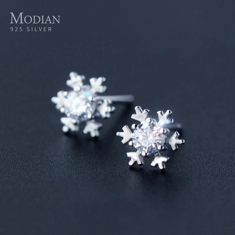 Modian зимние простые Снежинки 3 цвета прозрачные CZ Ювелирные изделия Мода 925