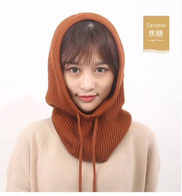 caramel colour Кашемировая шапка и ожерелье, вязаная шапка, защита ушей, головной убор, толстое и теплое ожерелье - Цвет: caramel colour