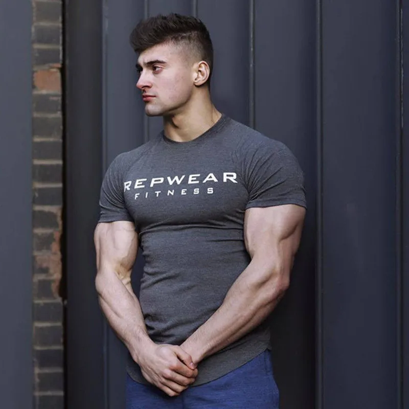 

2021 New summer men shirt fitness men t-shirt brand clothing Sports t shirt male print short sleeve Running t shirt men