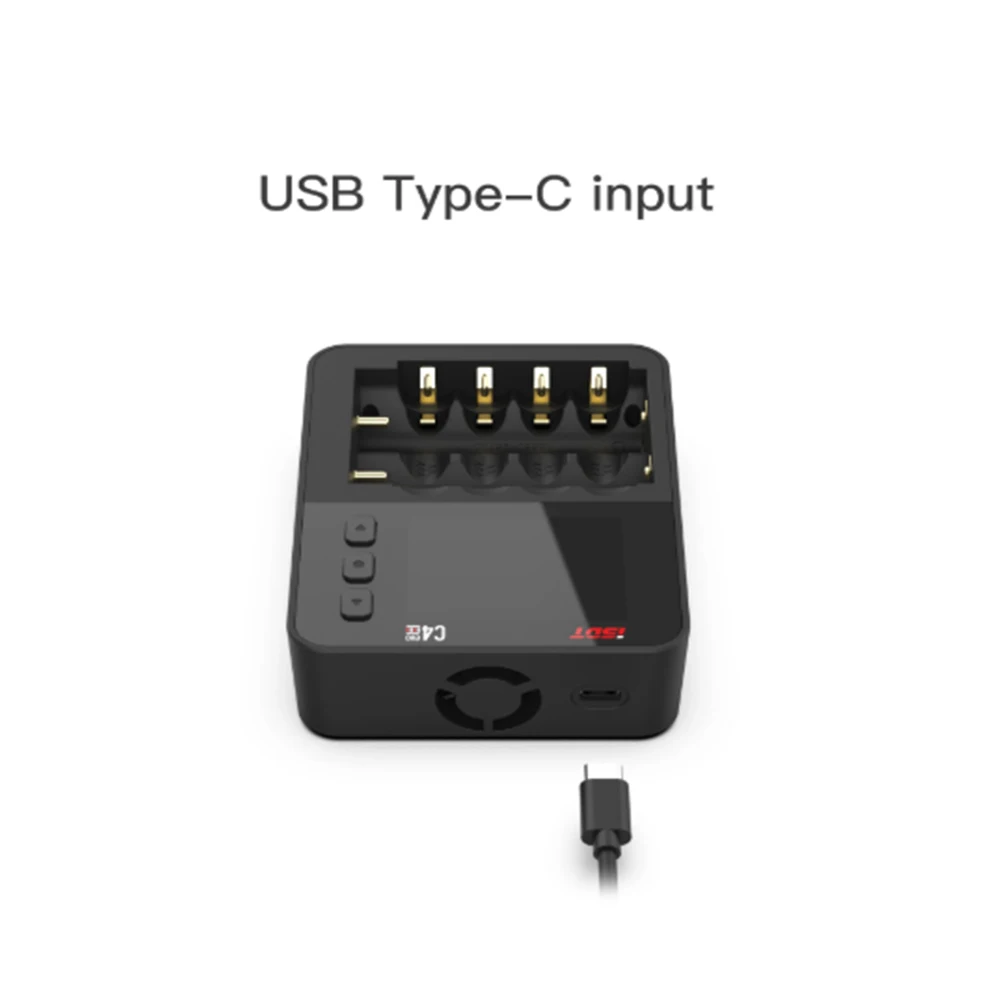

2021 New ISDT C4 EVO Smart Battery Charger Type-C QC3.0 Output for AA AAA Li-ion Battery IPS Display Screen and Fire Prevention