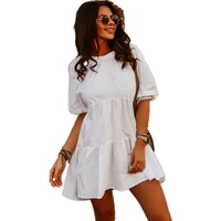 summer dress 2021 women elegant leisure mini short dress slim casual white sweet ruffle dress robe femme vestido de mujer y2k