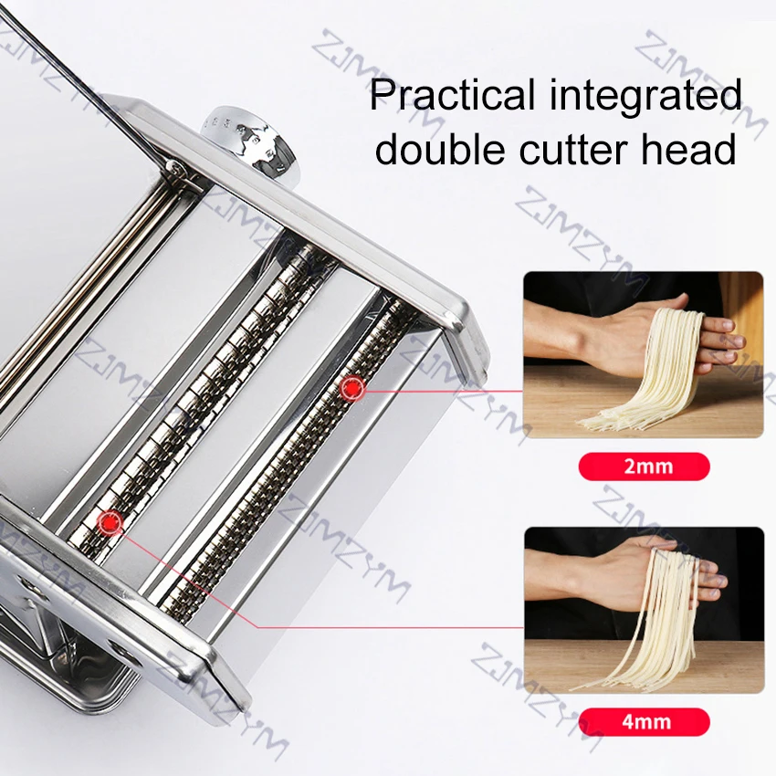 

90W Pressing Flour Machine Electric Automatic Noodle Pasta Press Machine Stainless Steel Noodle Cutting With Two Cutter 220V