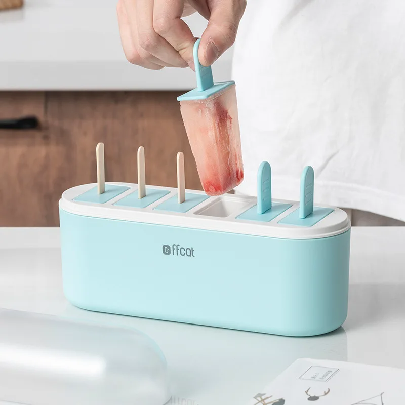 

6 Hole Ice Cream Mold Creative Automatic Demoulding Popsicle Mould DIY Ice Cube Maker Dessert Tools Kitchen Gadgets Accessories