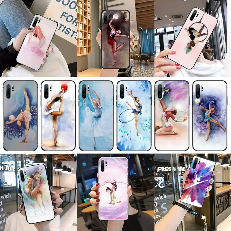 

Love Gymnastics Oil Painting Phone Case For Huawei P40 P20 P30 Mate 40 20 10 Lite Pro Nova 5t P Smart 2019