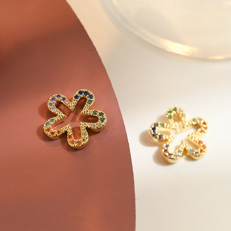 

New Korean Fashion Colored Zircon Flowers Earrings for Women Temperament High Quality Jewelry AAA Zircon S925 Needle Stud Party