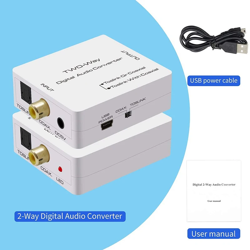 Оптический двунаправленный SPDIF Toslink в коаксиальный Swtich цифровой аудио конвертер