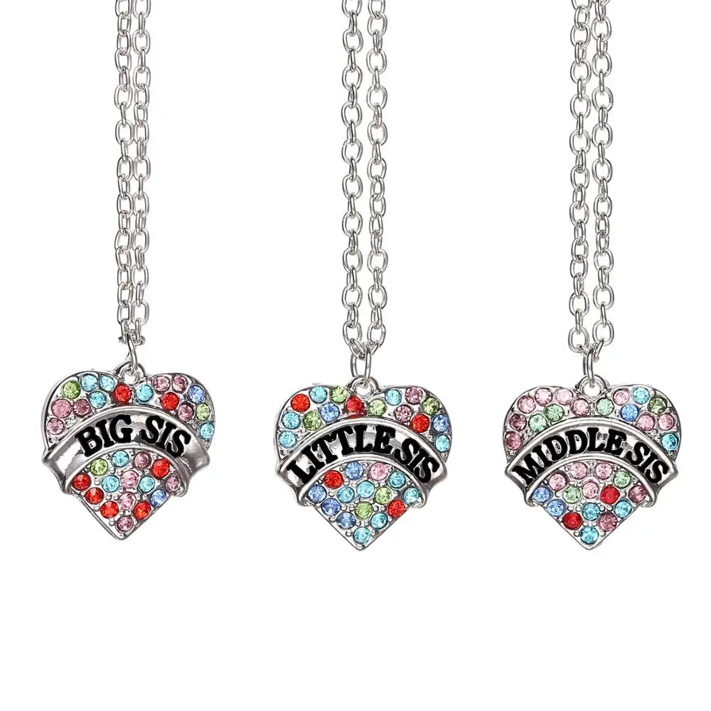 Ожерелье с подвеской в виде сердца кристаллами для сестер родных друзей BFF