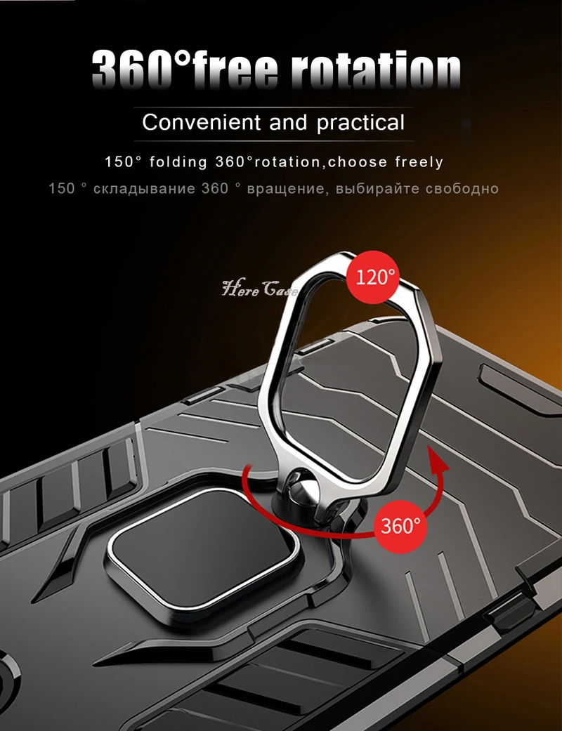Защитный чехол с кольцом для Redmi Note 8 pro Магнитный автомобиля Ударопрочный Мягкий
