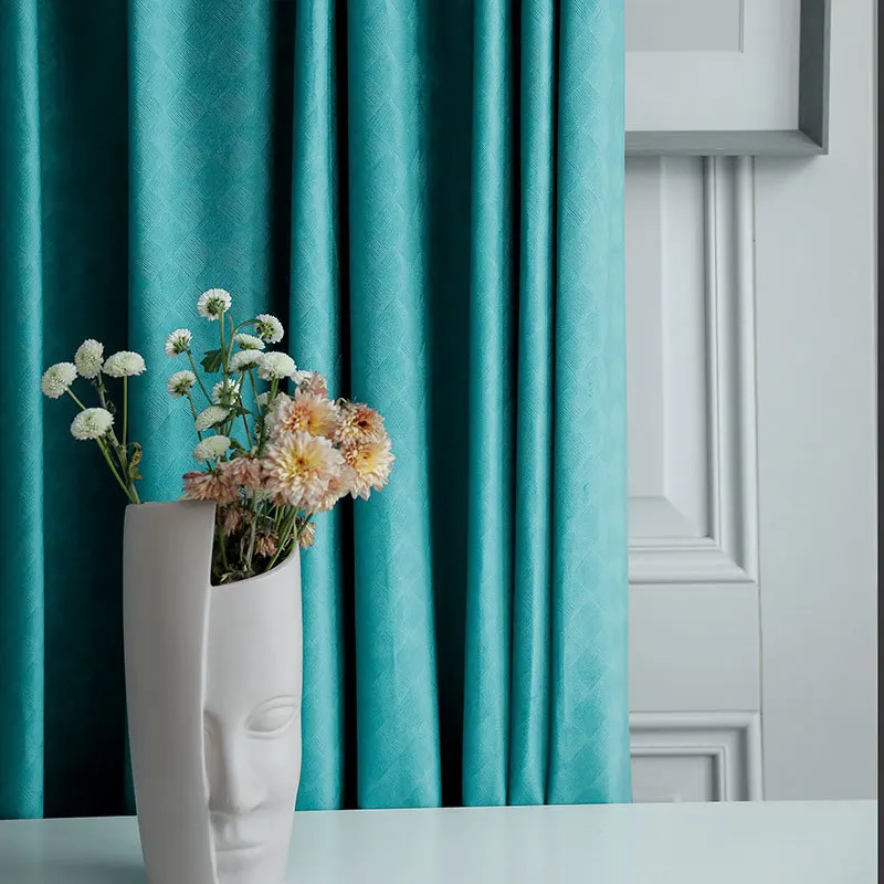 

American-style Curtains for Living Dining Room Bedroom Light Luxury Dutch Velvet Fabric Solid Color Blackout Curtain