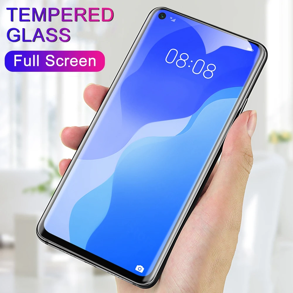 

Front Films For Huawei P40 P30 P20 Lite E P Smart 2019 2020 2021 Z Nova 7 6 5 Pro SE 5T 5i 4e 3e 3i Glass With White Edge Liquid