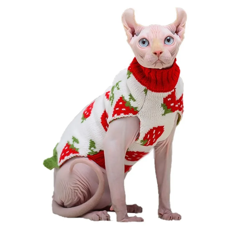 Цена Новинка осенне-зимняя одежда для кошек Sphynx сохраняющий тепло жилет с принтом для кошек без волос классическая одежда для щенков свитер для ...