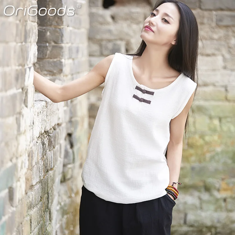 Майка женская хлопковая в китайском стиле без рукавов B159 | Женская одежда