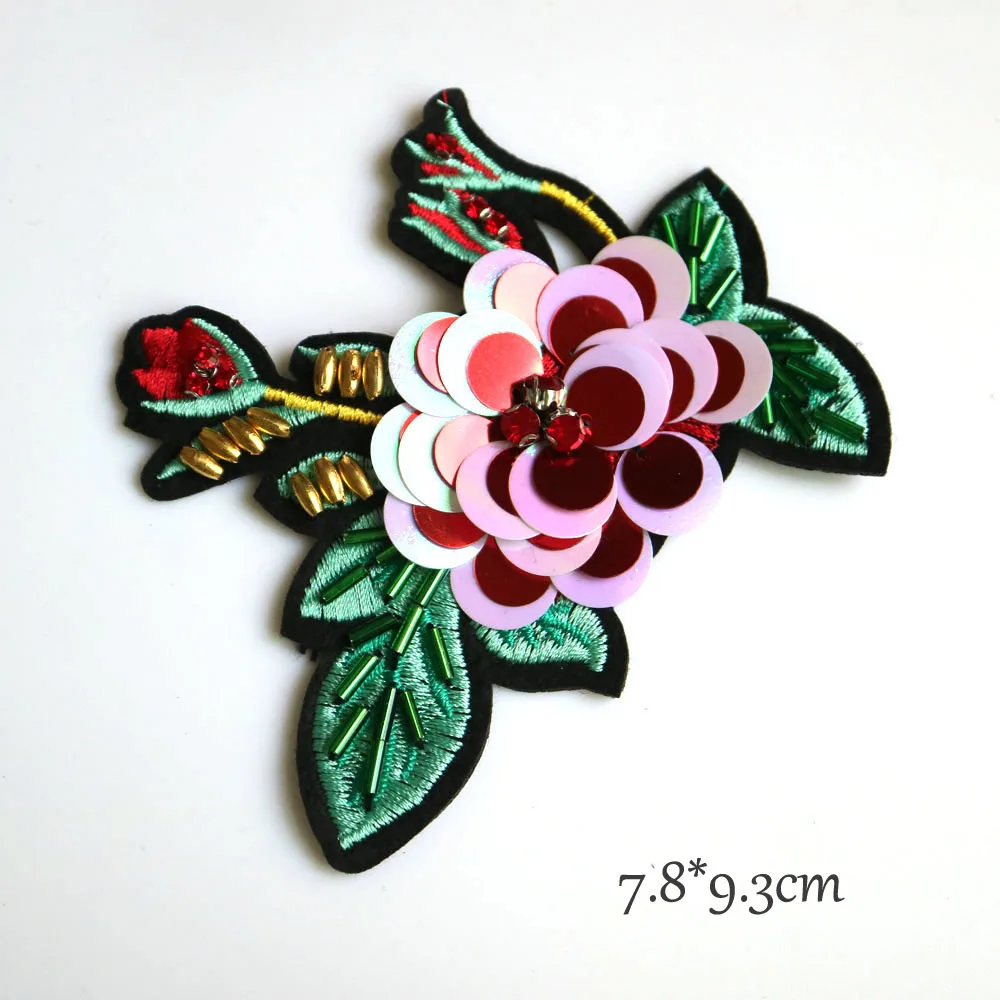 

Fashion Handmade flower rhinestone beaded patches for clothing DIY sew patch embroidered applique decorative sequins Parches