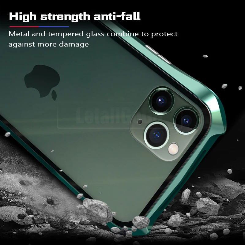 Для iPhone 11 Pro Max чехол Магнитный для 360 металлический Bumber полная защита