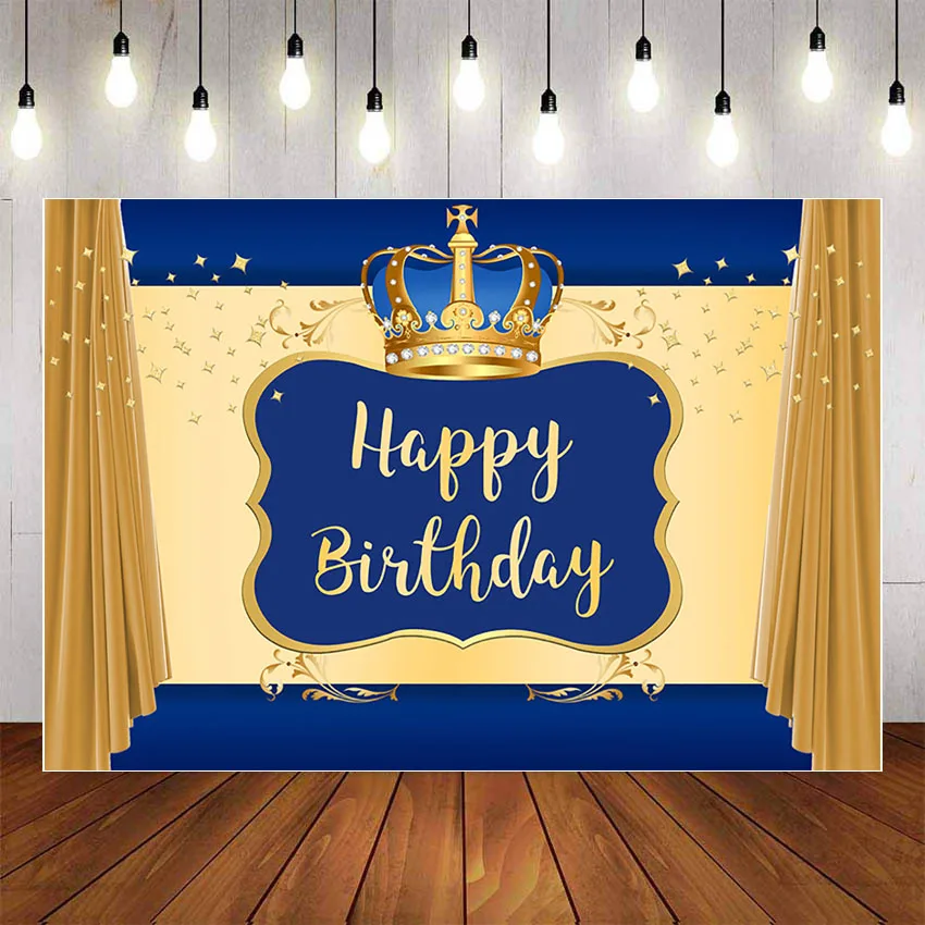 

Mehofond Photography Background Royal Blue Glitter Shiny Crown Boy Child Baby Shower Birthday Party Decorate Photo Studio