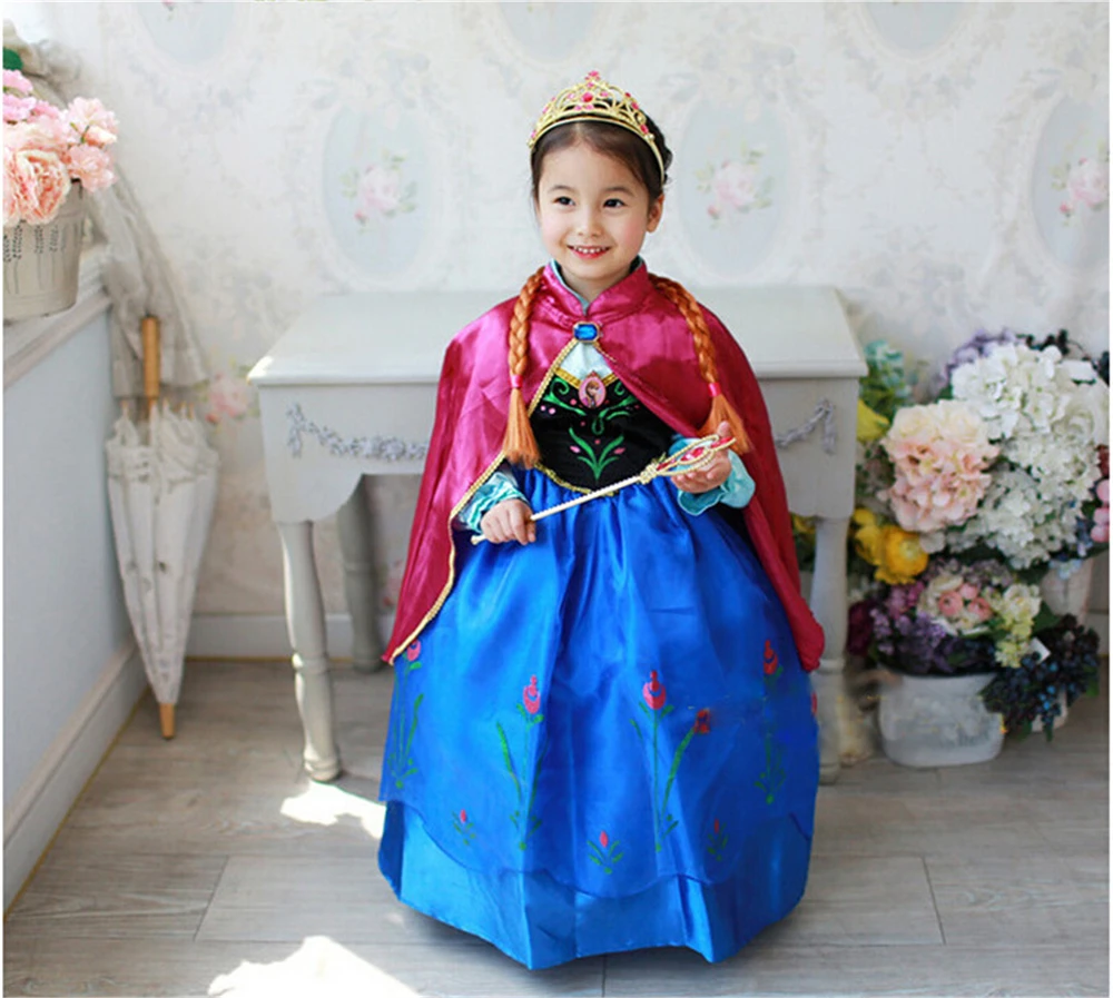 Костюм Эльзы на Хэллоуин детское рождественское платье Анны накидка принцессы