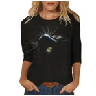 Женская Повседневная рубашка с длинным рукавом и круглым вырезом с принтом кошки, топ, Пуловер, женские свитера для женщин, Модный Пуловер Женский
