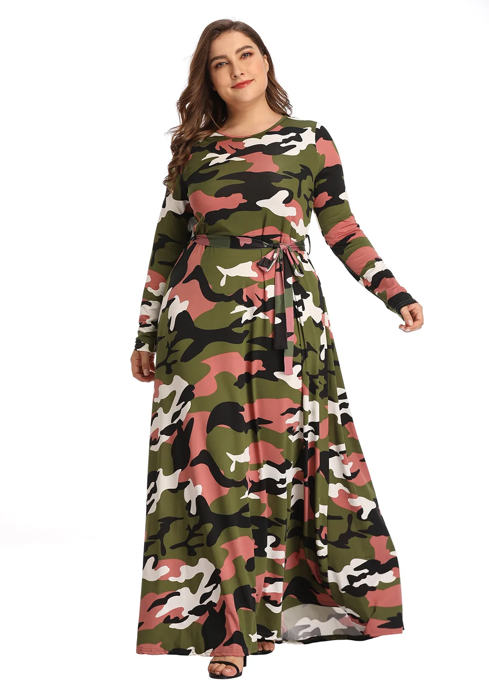 Женское длинное свободное платье камуфляжное большого размера модель 2021 года |
