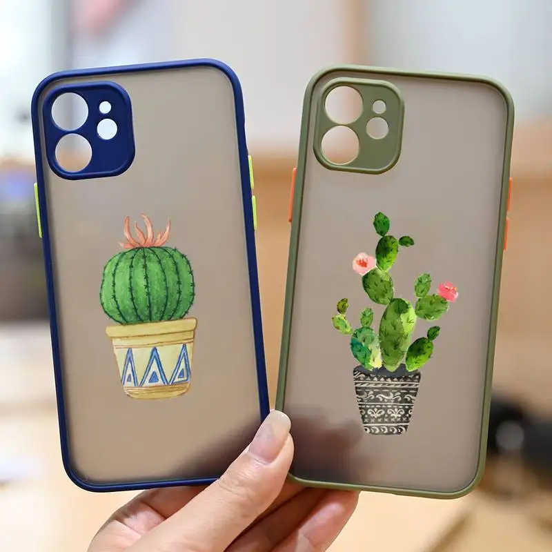 

Cactus plant cartoon Phone Case matte transparent For Clear Funda sapphire iPhone 7 8 x xs xr 11 12 13 pro plus max mini