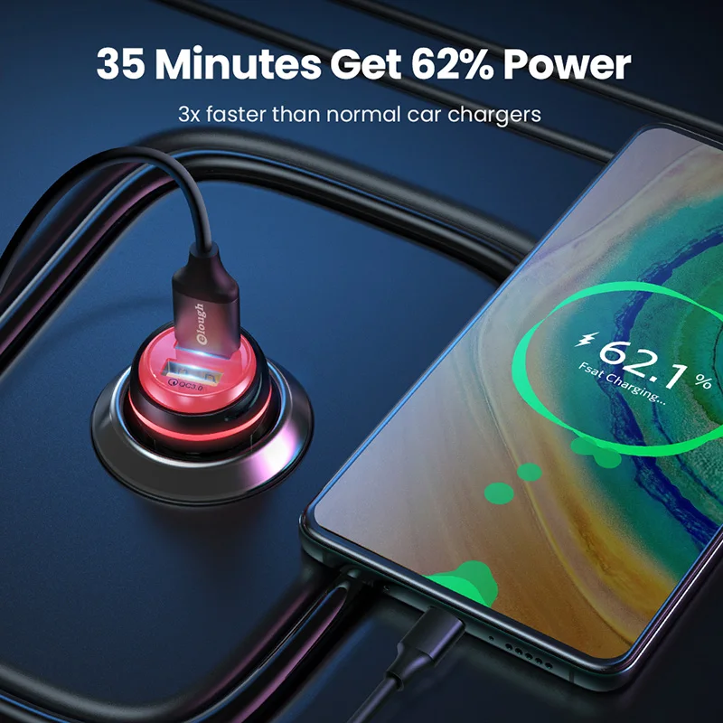 elough 40w usb car charger usb type c quick charge 3 0 qc pd 3 0 fast charge mini car mobile charger for iphone 12 xiaomi poco free global shipping