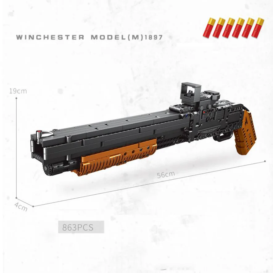 

Cool modern military gun building block weapon Winchester Model M1887 bricks assemblage toys with shotting collection for gifts