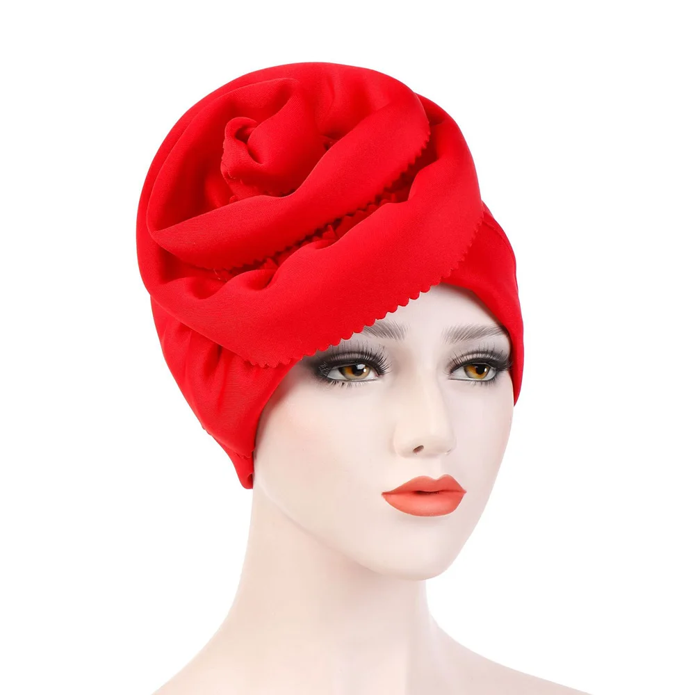Ladies Women Solid Color Oversized Flower Turban Cap Slouchy Head Wrap Caps TOSQD0017 | Аксессуары для одежды