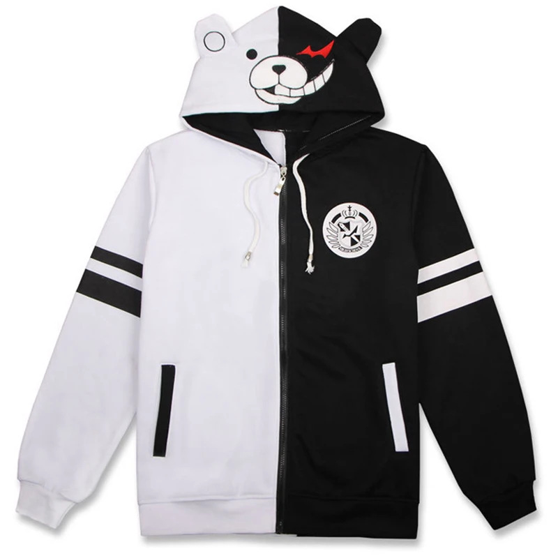 Аниме danganronpa Косплей Монокума костюм унисекс 3D толстовка черного цвета с